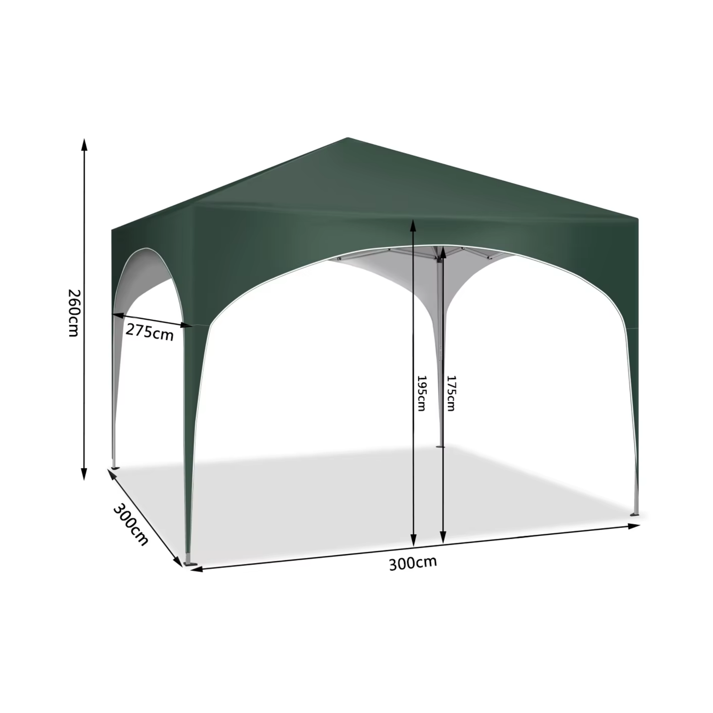 Pavillon de jardin pliable et étanche 3 x 3 m avec toit en demi-cercle pour marché et extérieur
