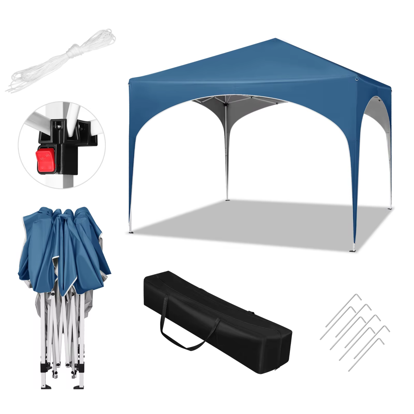 Pavillon de jardin pliable et étanche 3 x 3 m avec toit en demi-cercle pour marché et extérieur