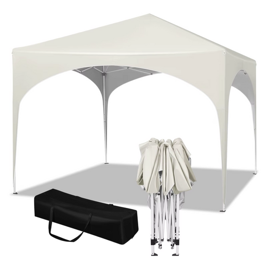 Pavillon de jardin pliable et étanche 3 x 3 m avec toit en demi-cercle pour marché et extérieur